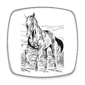 Équitation - cavalier - école d'équitation - beau cheval - Magnet carré - blanc - Devant