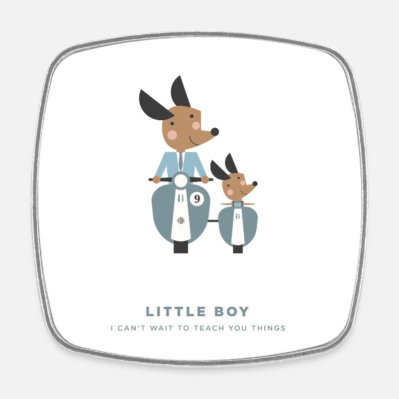 LITTLE BOY, FATHER AND SON - Square fridge magnet - white