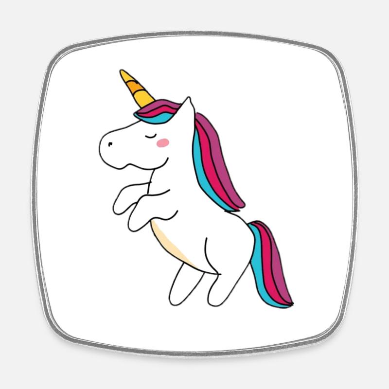Licorne - Magnet carré - blanc