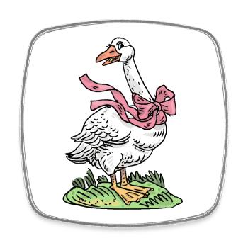 Goose with pink ribbon - Square fridge magnet - white - Front
