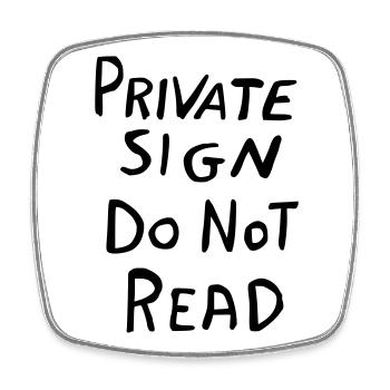 Privater Bereich Schild – Lustiges Geheim-Design - Viereckiger Kühlschrankmagnet - Weiß - Vorne