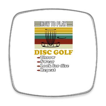 Wie man Disc Golf Retro spielt - Viereckiger Kühlschrankmagnet - Weiß - Vorne