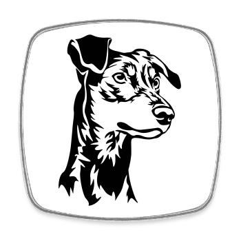 Deutscher Pinscher Kopf - Viereckiger Kühlschrankmagnet - Weiß - Vorne