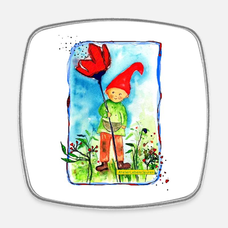 Zwerg - Viereckiger Kühlschrankmagnet - Weiß