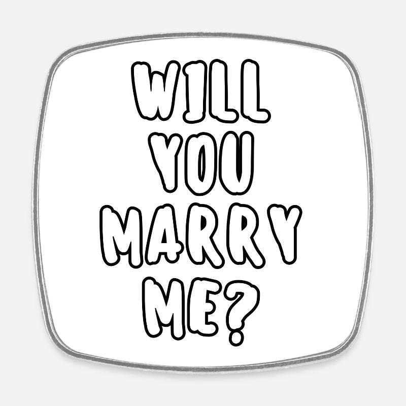 will du marry me - Viereckiger Kühlschrankmagnet - Weiß