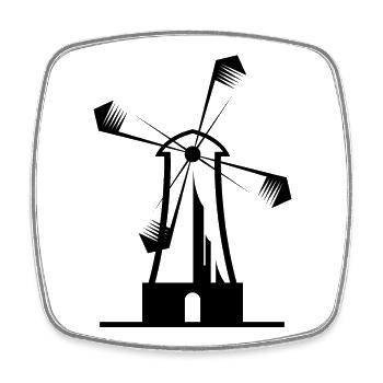 Windmühle Natur Illustration icon Land Grafik Logo - Viereckiger Kühlschrankmagnet - Weiß - Vorne