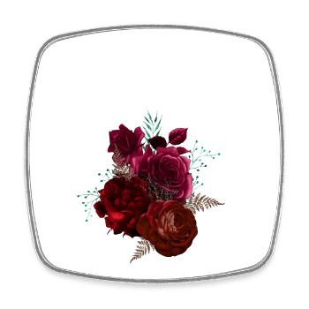 Geometric Moth Over Rose Bouquet - Square fridge magnet - white - Front