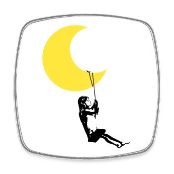 Girl Shovels Under The Moon Street Art Style - Square fridge magnet - white - Front