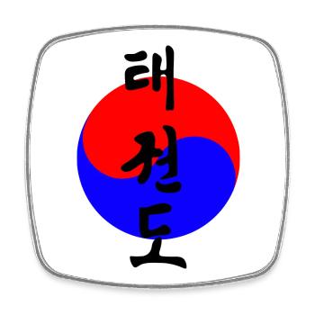 Taekwondo Korean written in circle korean flag - Square fridge magnet - white - Front