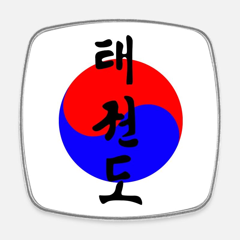 Taekwondo coréen écrit en cercle drapeau coréen - Magnet carré - blanc