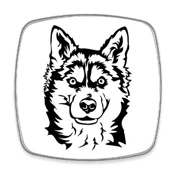 Tête de husky - Magnet carré - blanc - Devant