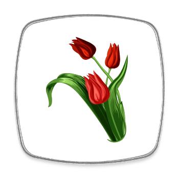 Illustration élégante de tulipes rouges - Magnet carré - blanc - Devant
