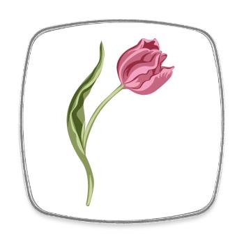 Elegant Pink Tulip Illustration - Square fridge magnet - white - Front