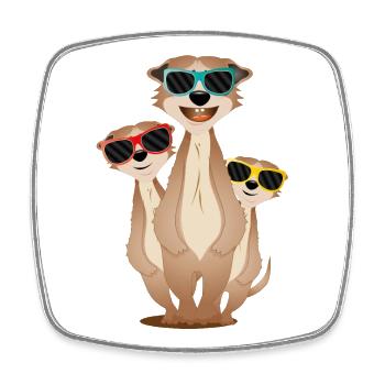 coole Erdmännchen Gruppe mit Sonnenbrillen - Viereckiger Kühlschrankmagnet - Weiß - Vorne
