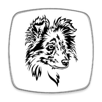 Sheltie Kopf - Viereckiger Kühlschrankmagnet - Weiß - Vorne