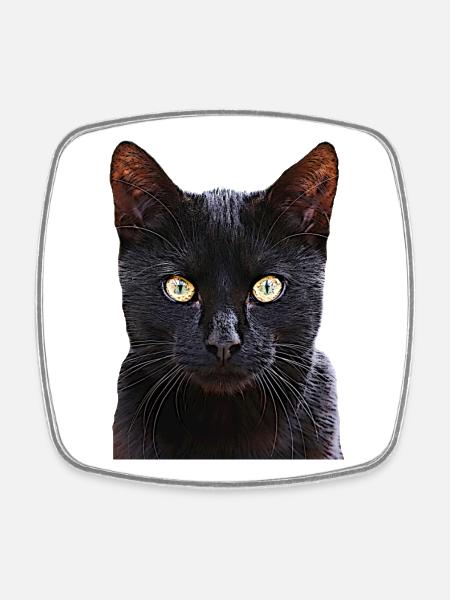Cat black cat cats cat cats - Square fridge magnet - white