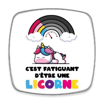 C'est fatiguant d'être une licorne Humour Fille - Magnet carré - blanc - Devant
