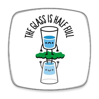 The glass is half full Psychology psychologist - Square fridge magnet - white - Front