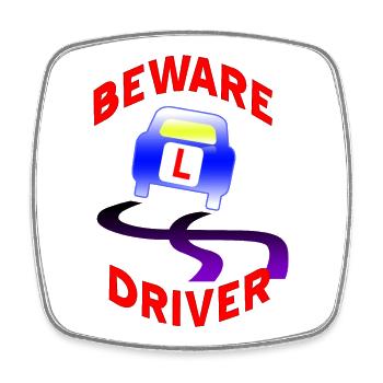 Beware Driver Car Graphic - Square fridge magnet - white - Front