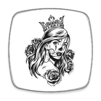 Tête de Reine (motif de partenaire) - Magnet carré - blanc - Devant