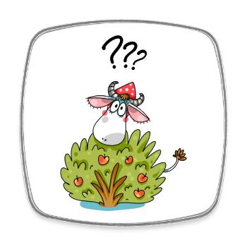 Vache au buisson : design drôle d’animal - Magnet carré - blanc - Devant