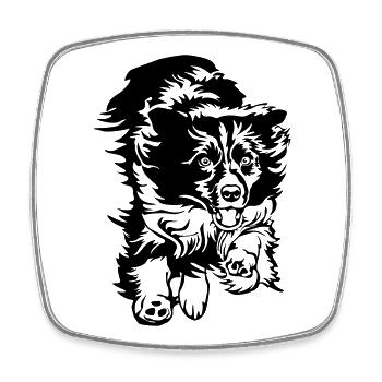 Border Collie - Magnet carré - blanc - Devant