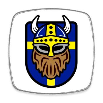 Cooler Wikinger mit Schwedischer Flagge - Viereckiger Kühlschrankmagnet - Weiß - Vorne