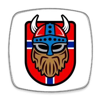 Cool Viking logo with Norwegian flag - Square fridge magnet - white - Front