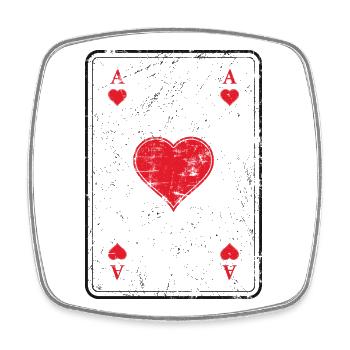 Poker and Skat Playing Card Heart Ace in The Used Look - Square fridge magnet - white - Front