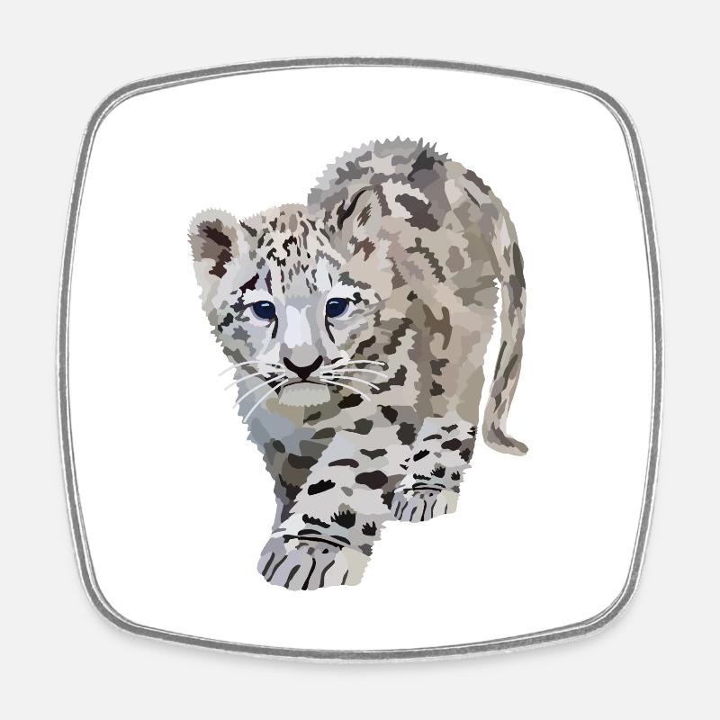 Sia, the snow leopard - Square fridge magnet - white