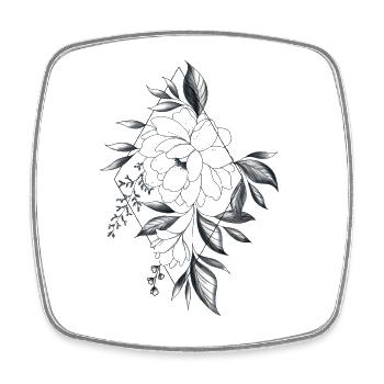 fleurs géométrie pivoine fleur sauvage féminin - Magnet carré - blanc - Devant