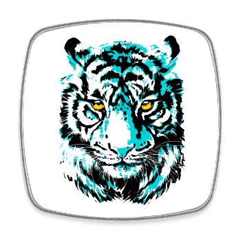 Tigerkopf - Bunter Tiger - Wildkatze Raubtier - Viereckiger Kühlschrankmagnet - Weiß - Vorne