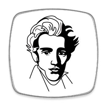 Soren Kierkegaard - Square fridge magnet - white - Front