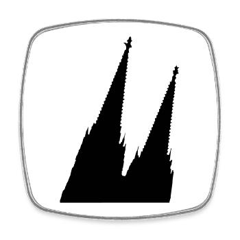 Schräger Kölner Dom in Köln - Viereckiger Kühlschrankmagnet - Weiß - Vorne
