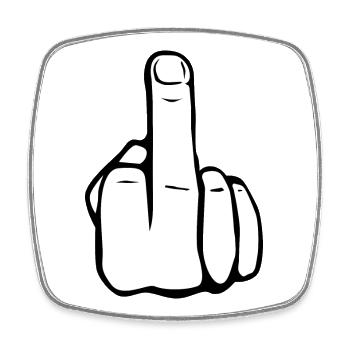 Hand Fuck Fingers! Middle finger! Graphic Logo - Square fridge magnet - white - Front