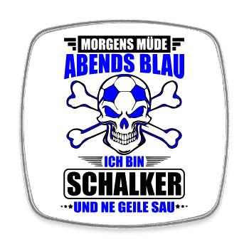 Müde, Blau, Schalker, Geile Sau | Farbe änderbar - Viereckiger Kühlschrankmagnet - Weiß - Vorne