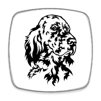 Tête de setter anglais - Magnet carré - blanc - Devant