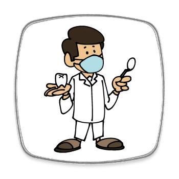 Dentiste - Magnet carré - blanc - Devant