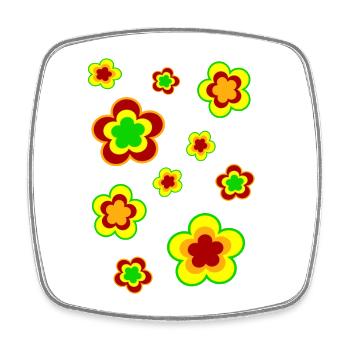 70s Flower Pattern - Square fridge magnet - white - Front