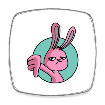 Rabbit thumbs down - Square fridge magnet - white - Front