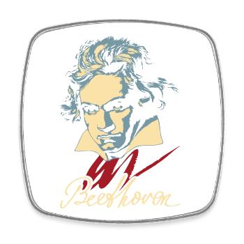 Beethoven (dark) - Square fridge magnet - white - Front