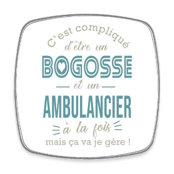 ambulancier bogosse Cadeau humour ambulance - Magnet carré - blanc - Devant