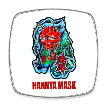 Hannya Mask - Viereckiger Kühlschrankmagnet - Weiß - Vorne