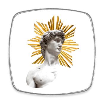 David mit Heiligenschein | Michelangelo - Viereckiger Kühlschrankmagnet - Weiß - Vorne