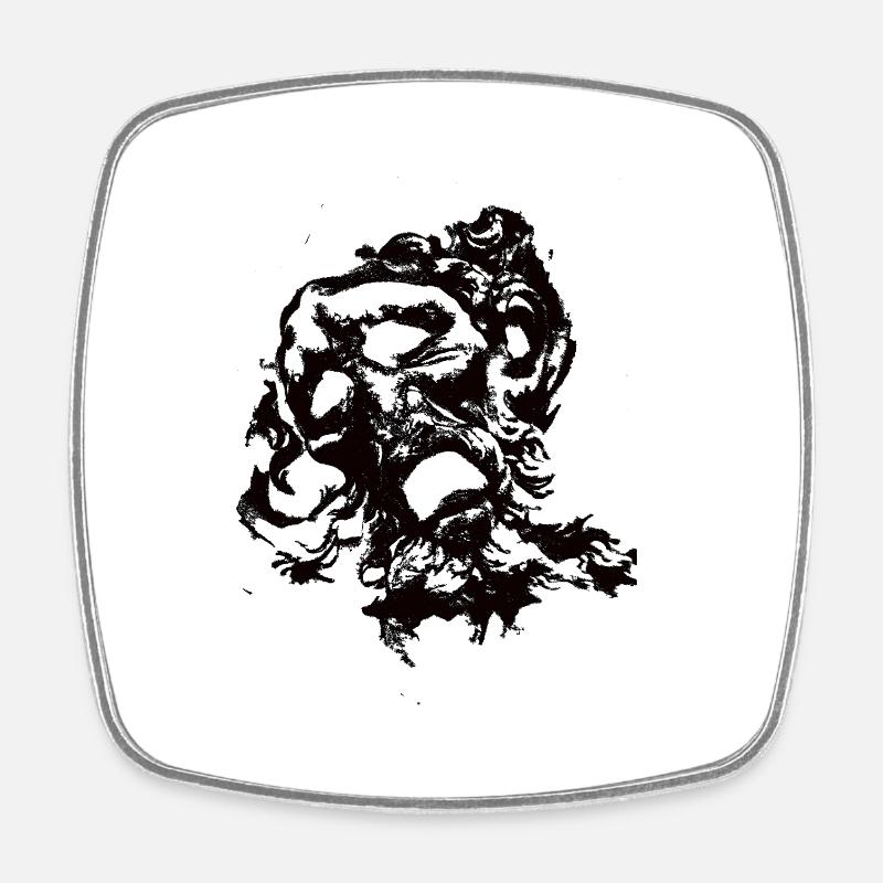 Visage noir - Magnet carré - blanc