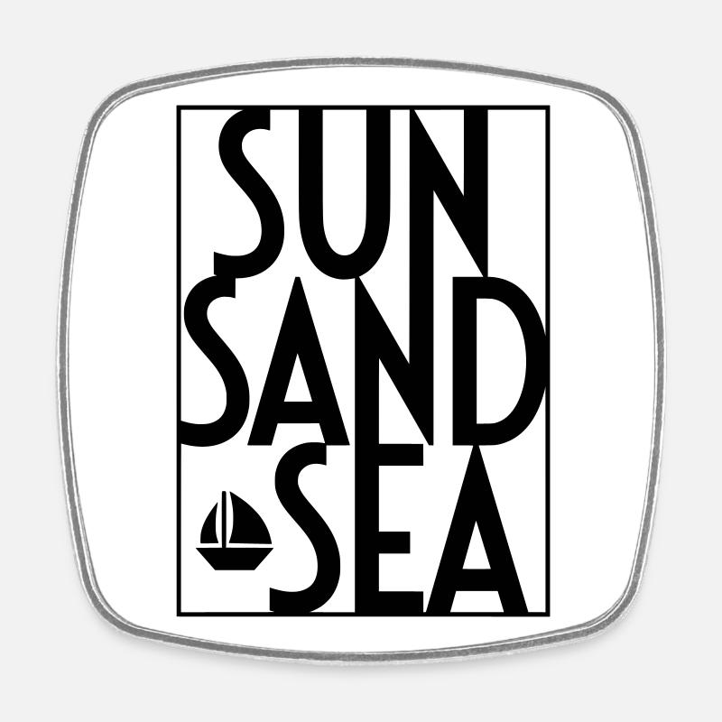 SOLEIL SABLE MER - Magnet carré - blanc