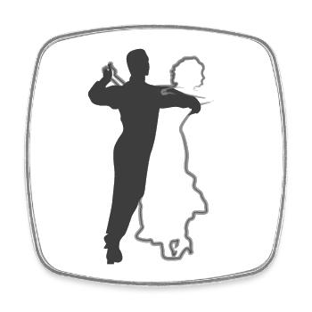 Elegant Dancing Couple Silhouettes Design - Square fridge magnet - white - Front