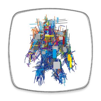 Cyber Android Résumé - Magnet carré - blanc - Devant