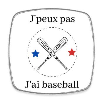 Je peux pas jai baseball - Magnet carré - blanc - Devant
