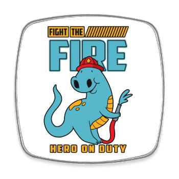 Dino Fire Brigade - Square fridge magnet - white - Front